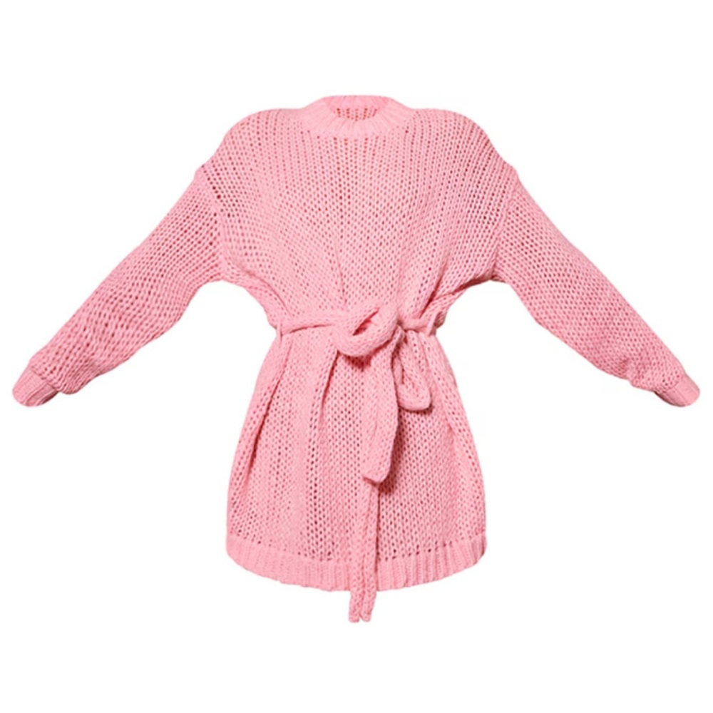 PINK EXTREME CHUNKY KNIT SWEATER DRESS